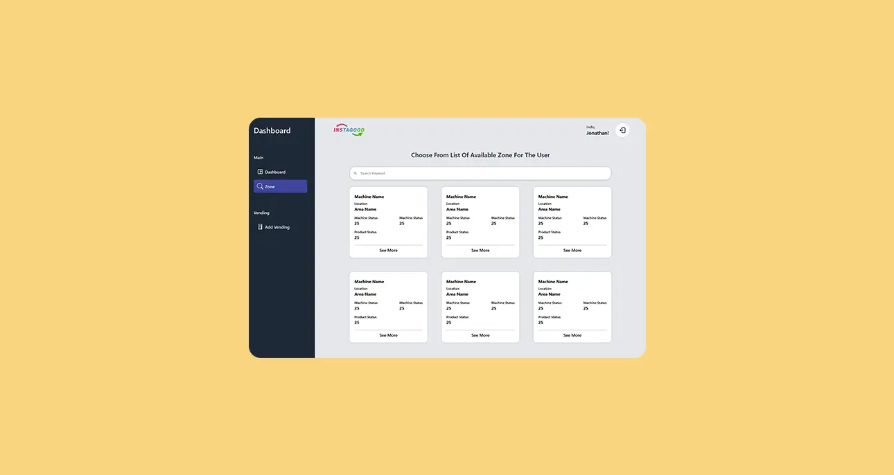 Admin Dashboard for Vending Machine Distributors